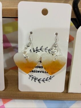 Candy corn heart earrings